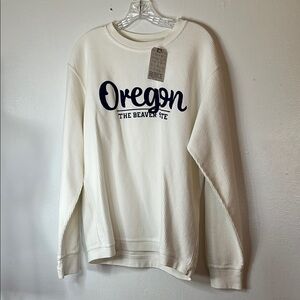 White Crewneck Sweatshirt with Oregon Print size Small